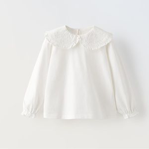 Zara embroidered bib blouse